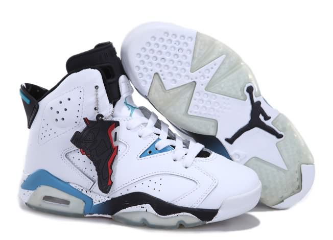 2014 New Arrive Womens Air Jordan 6 White Black Blue Real